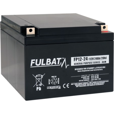 Stationary UPS battery Fulbat FP12-24 12V 24Ah AGM | baterias.com