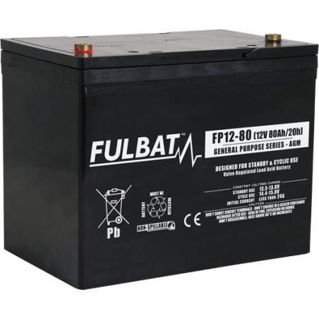 Stationary UPS battery Fulbat FP12-80 12V 80Ah AGM | baterias.com