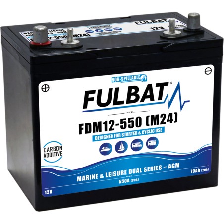Marine battery Fulbat FDM12-550-M24 12V 79Ah 550A AGM CARBON