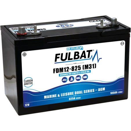 Marine battery Fulbat FDM12-825-M31 12V 105Ah 825A AGM CARBON