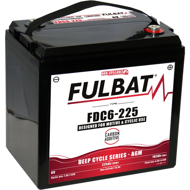 Bateria de tração Fulbat FDC6-225 AGM 6V 192Ah AGM | baterias.com
