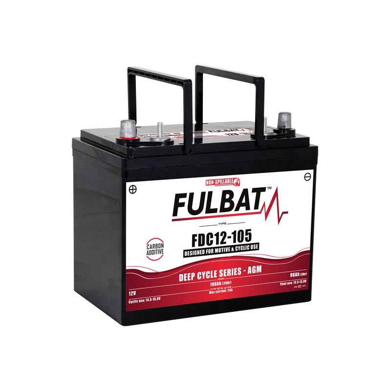 Bateria de tração Fulbat FDC12-105 AGM 12V 96Ah AGM – imagem 2