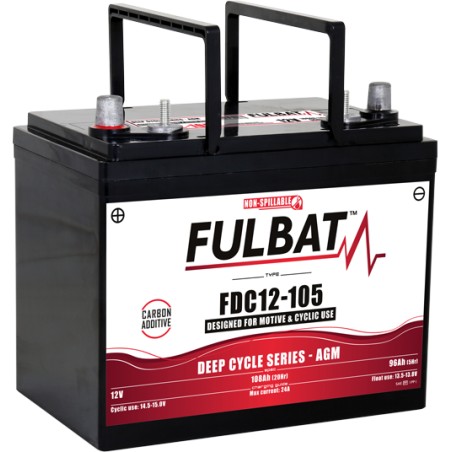Bateria de tração Fulbat FDC12-105 AGM 12V 96Ah AGM – imagem 2