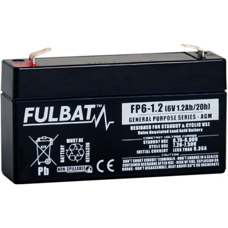 Batterie stationnaire onduleur Fulbat FP6-1.2 6V 1.2Ah AGM