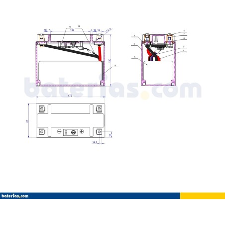 Motorcycle battery Exide ELTX20H 12V 7Ah 380A Li-Ion – image 2