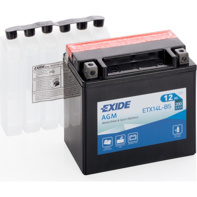 Bateria de mota Exide ETX14L-BS 12V 12Ah 200A AGM