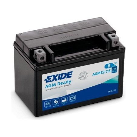Motorcycle battery Exide AGM12-7.5 12V 8Ah 120A AGM