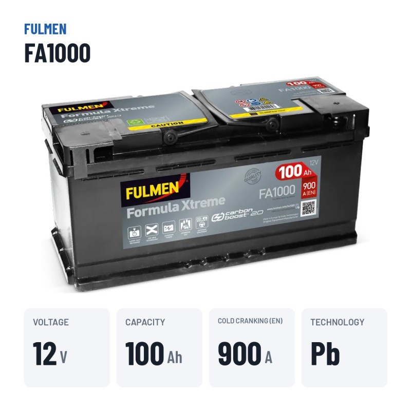 Car battery Fulmen FA1000 12V 100Ah 900A – key specs