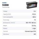 Car battery Fulmen FA1000 12V 100Ah 900A – technical data
