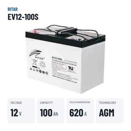 Batterie pour autolaveuse Ritar EV12-100S 12V 100Ah 620A AGM – caractéristiques clés