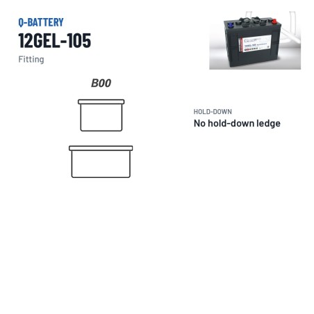 Batteria a trazione Q-battery 12GEL-105 12V 105Ah GEL – terminali e fissaggio
