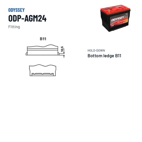 Autobatterie Odyssey ODP-AGM24 63Ah 725A AGM – Pole und Befestigung