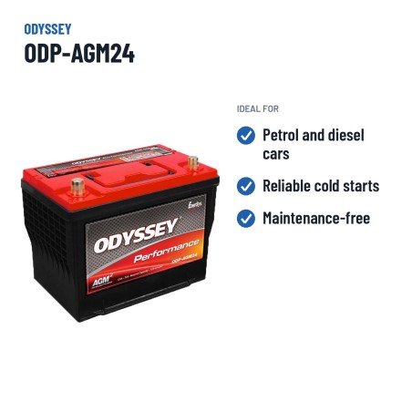 Batería de coche Odyssey ODP-AGM24 63Ah 725A AGM – usos recomendados