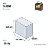 Batterie fauteuil roulant Deka 8A22NF 12V 55Ah AGM – dimensions 244 × 139 × 235 mm