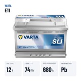 Batterie voiture Varta E11 12V 74Ah 680A – caractéristiques clés