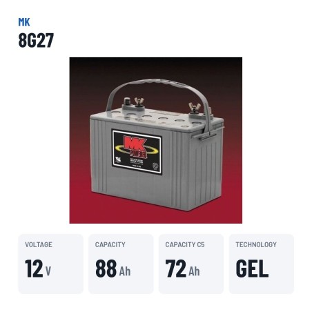 Batteria per carrozzina MK Powered 8G27 12V 88Ah 505A GEL – dati principali