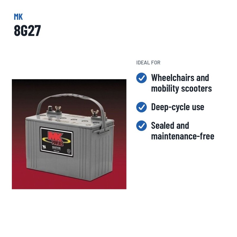 Wheelchair battery MK Powered 8G27 12V 88Ah 505A GEL – recommended uses
