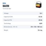 Batería de silla de ruedas Deka 8AU1H 12V 32Ah AGM – ficha técnica