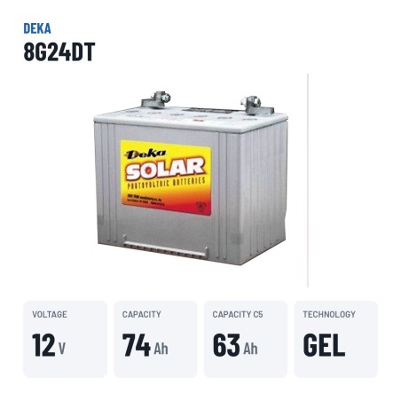 Batteria per carrozzina Deka 8G24DT 12V 73.6Ah GEL – dati principali
