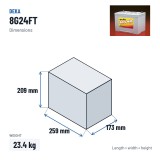 Wheelchair battery Deka 8G24FT 12V 73.6Ah GEL – dimensions 259 × 173 × 209 mm