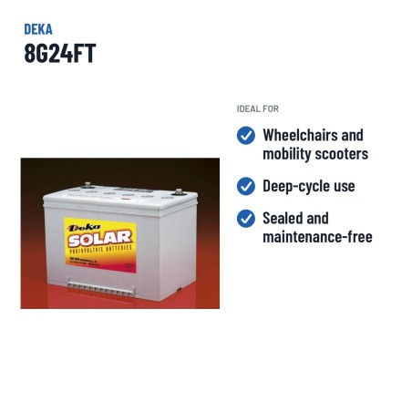 Wheelchair battery Deka 8G24FT 12V 73.6Ah GEL – recommended uses