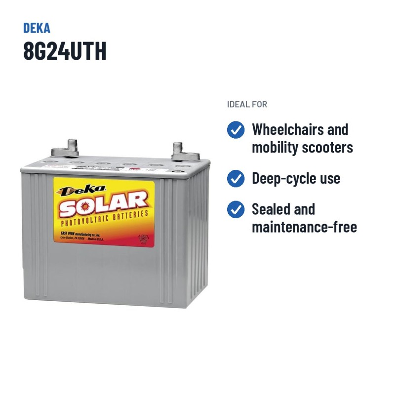 Wheelchair battery Deka 8G24UTH 12V 73.6Ah GEL – recommended uses