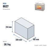 Batteria per carrozzina Deka 8G27 12V 88Ah GEL – dimensioni 326 × 167 × 241 mm