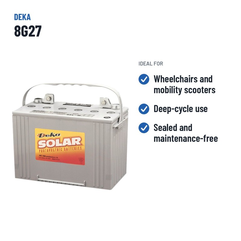 Batteria per carrozzina Deka 8G27 12V 88Ah GEL – usi consigliati