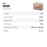 Batterie fauteuil roulant Deka 8G30H 12V 97.6Ah GEL – fiche technique