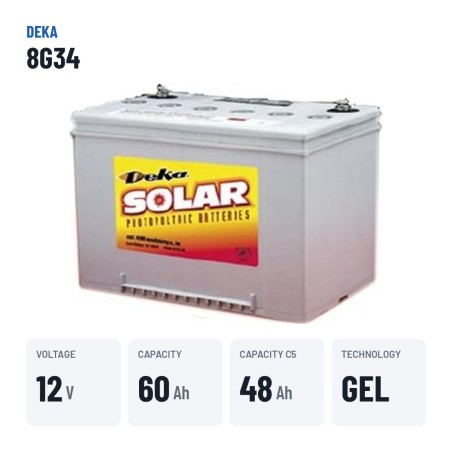 Bateria de cadeira de rodas Deka 8G34 12V 60Ah GEL – dados principais