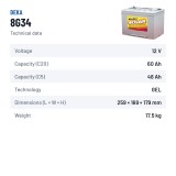 Bateria de cadeira de rodas Deka 8G34 12V 60Ah GEL – ficha técnica