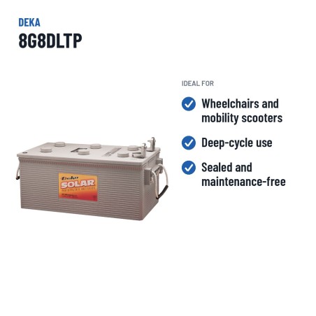 Batterie fauteuil roulant Deka 8G8DLTP 12V 225Ah GEL – utilisations recommandées