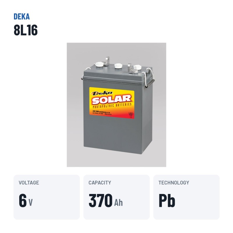 Bateria de cadeira de rodas Deka 8L16 6V 370Ah – dados principais