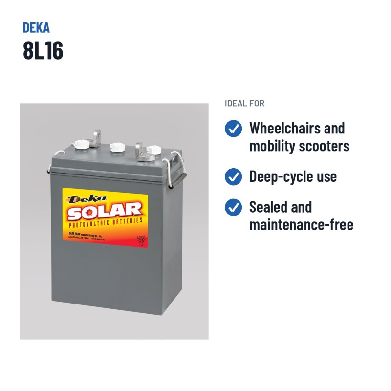 Rollstuhlbatterie Deka 8L16 6V 370Ah – empfohlene Einsatzbereiche
