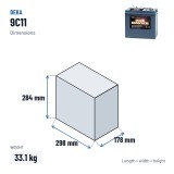 Bateria de cadeira de rodas Deka 9C11 6V 250Ah – medidas 298 × 178 × 284 mm