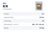Wheelchair battery Deka 8L16 6V 370Ah – technical data