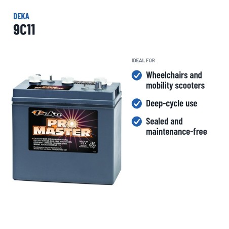 Bateria de cadeira de rodas Deka 9C11 6V 250Ah – utilizações recomendadas