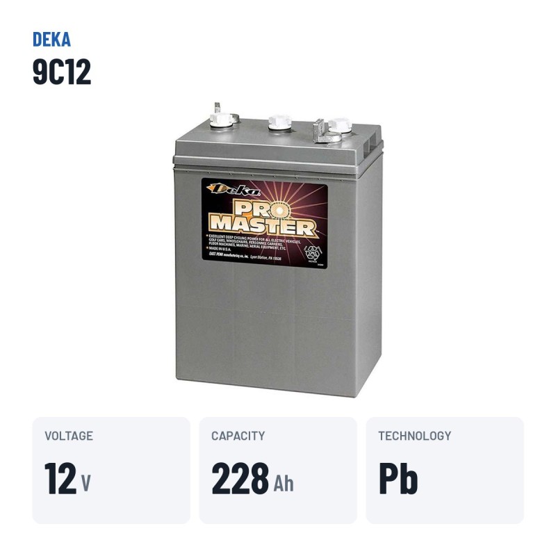 Batería de silla de ruedas Deka 9C12 12V 228Ah – datos clave