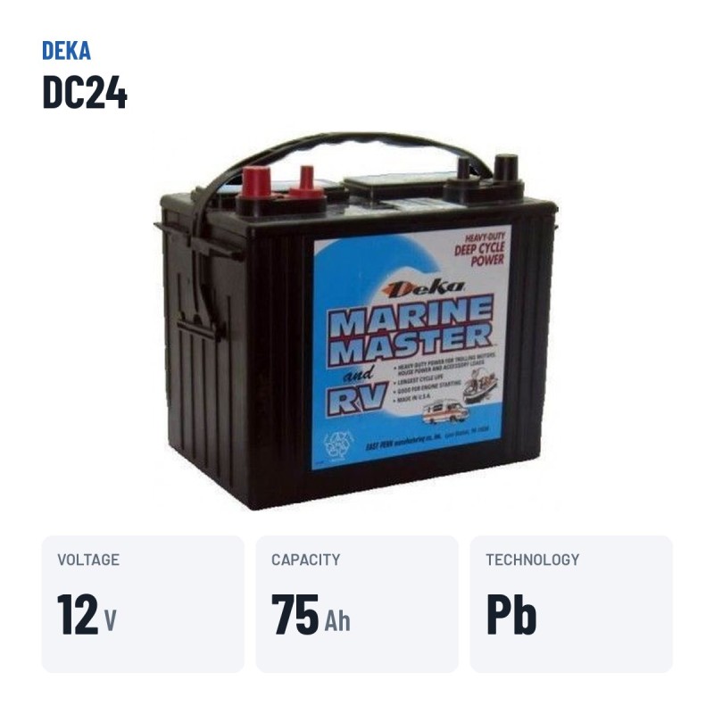 Bateria de cadeira de rodas Deka DC24 12V 75Ah – dados principais