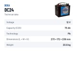 Bateria de cadeira de rodas Deka DC24 12V 75Ah – ficha técnica