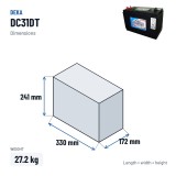 Batería de silla de ruedas Deka DC31DT 12V 105Ah – medidas 330 × 172 × 241 mm