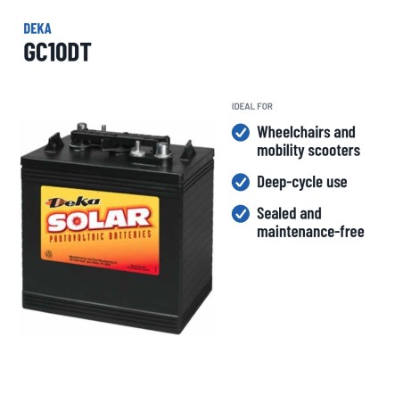 Wheelchair battery Deka GC10DT 6V 215Ah – recommended uses