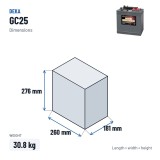 Batteria per carrozzina Deka GC25 6V 235Ah – dimensioni 260 × 181 × 276 mm