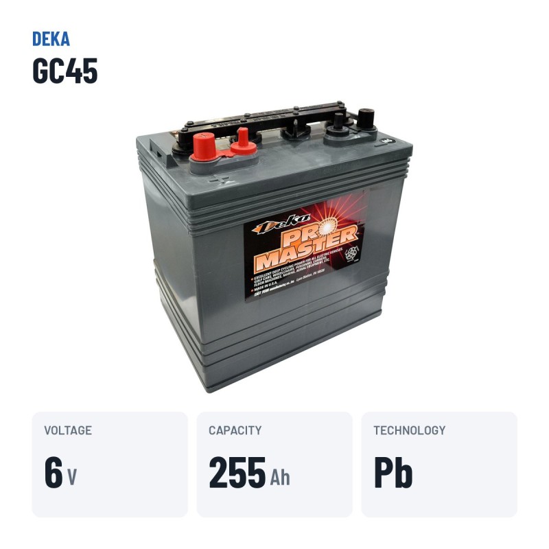 Bateria de cadeira de rodas Deka GC45 6V 255Ah – dados principais