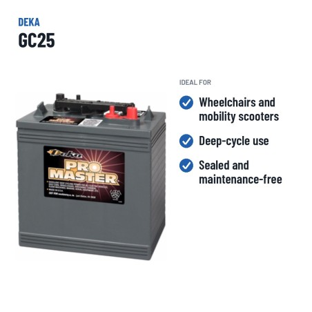 Wheelchair battery Deka GC25 6V 235Ah – recommended uses
