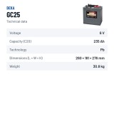 Rollstuhlbatterie Deka GC25 6V 235Ah – technische Daten