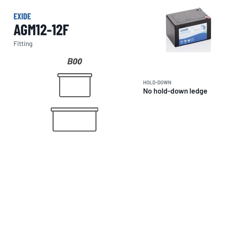 Bateria de mota Exide AGM12-12F 12V 12Ah 150A AGM – terminal e fixação