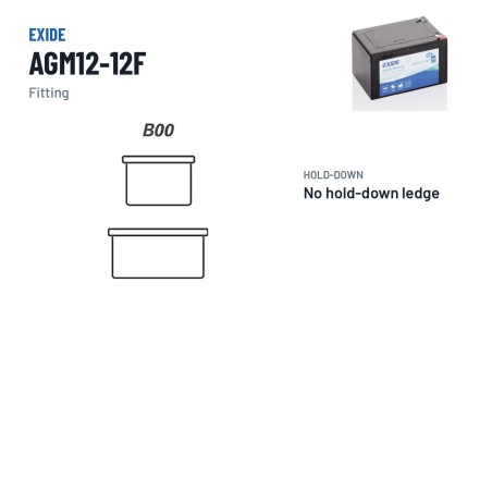 Motorcycle battery Exide AGM12-12F 12V 12Ah 150A AGM – terminal and hold-down
