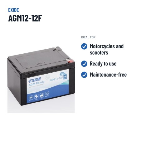 Motorcycle battery Exide AGM12-12F 12V 12Ah 150A AGM – recommended uses