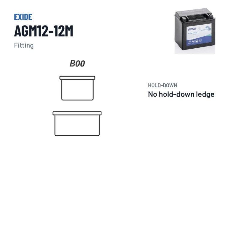 Bateria de mota Exide AGM12-12M 12V 12Ah 200A AGM – terminal e fixação